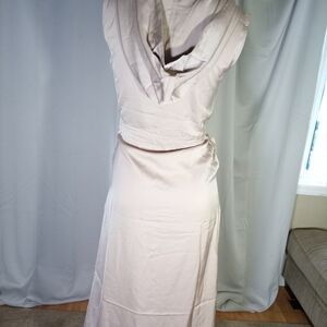 SHEIN Cream Sleeveless Cowl Neck Sheath Dress